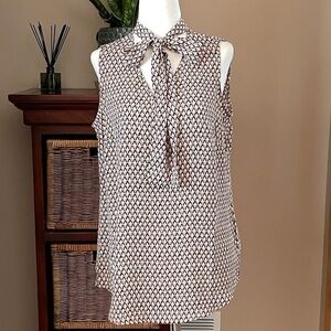 Adrianna Papell Sleeveless Tie Neck Blouse